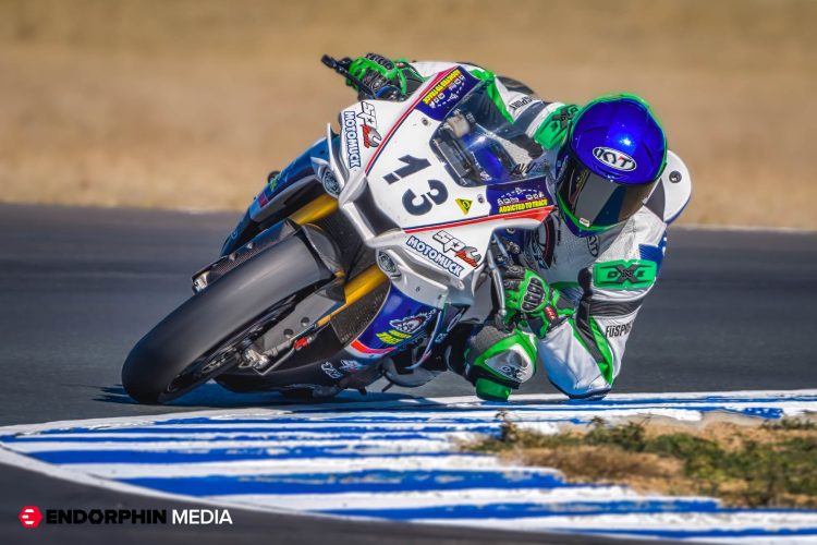 Australian former Moto2 and MotoGP star Anthony West racing in the 2023 Suzuki International Series
