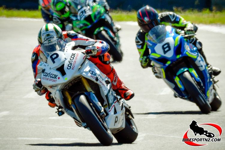 British rider Peter Hickman, in action during the Suzuki International Series racing at Manfeild in 2018.