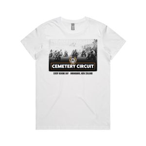 2024 Women's White Cemetery Circuit T-Shirt for sale