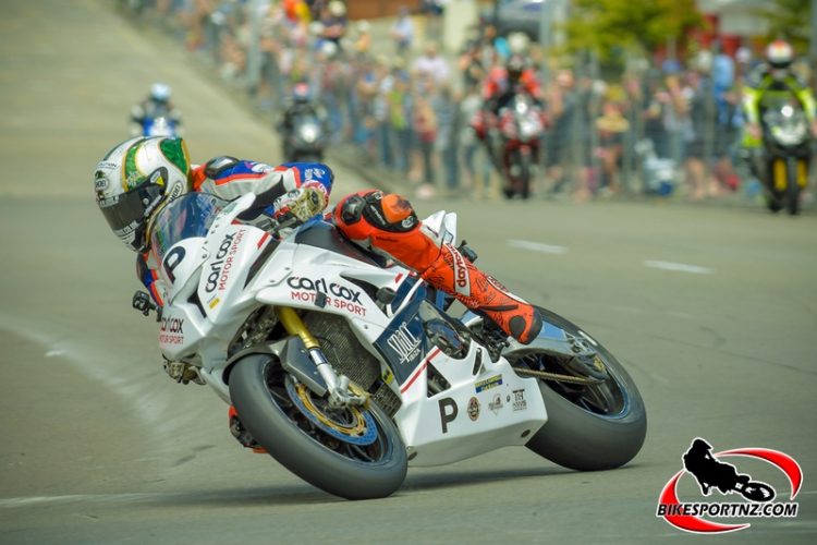 British rider Peter Hickman, in action during the Suzuki International Series racing in New Zealand in 2018. Photo by Andy McGechan